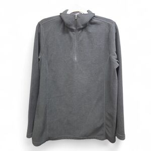 Lands' End Charcoal Fleece 1/4 Zip Jacket Large Tall 14/16 Classic Outdoor Cozy